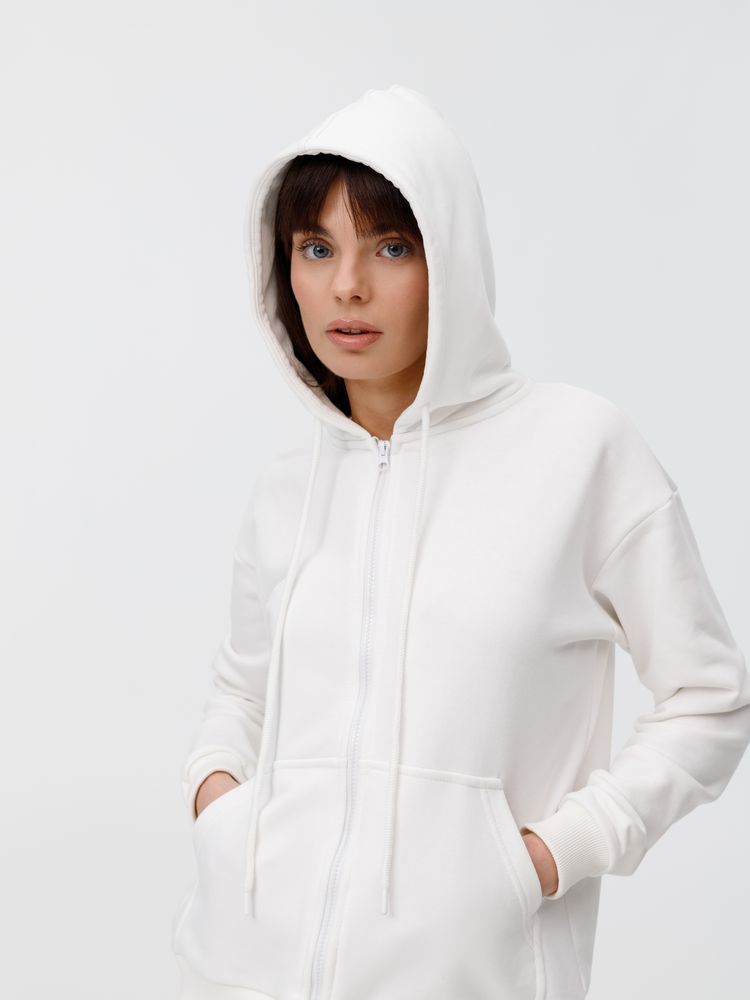 Толстовка унисекс оверсайз на молнии Zippy Terry, белая — изображение 10