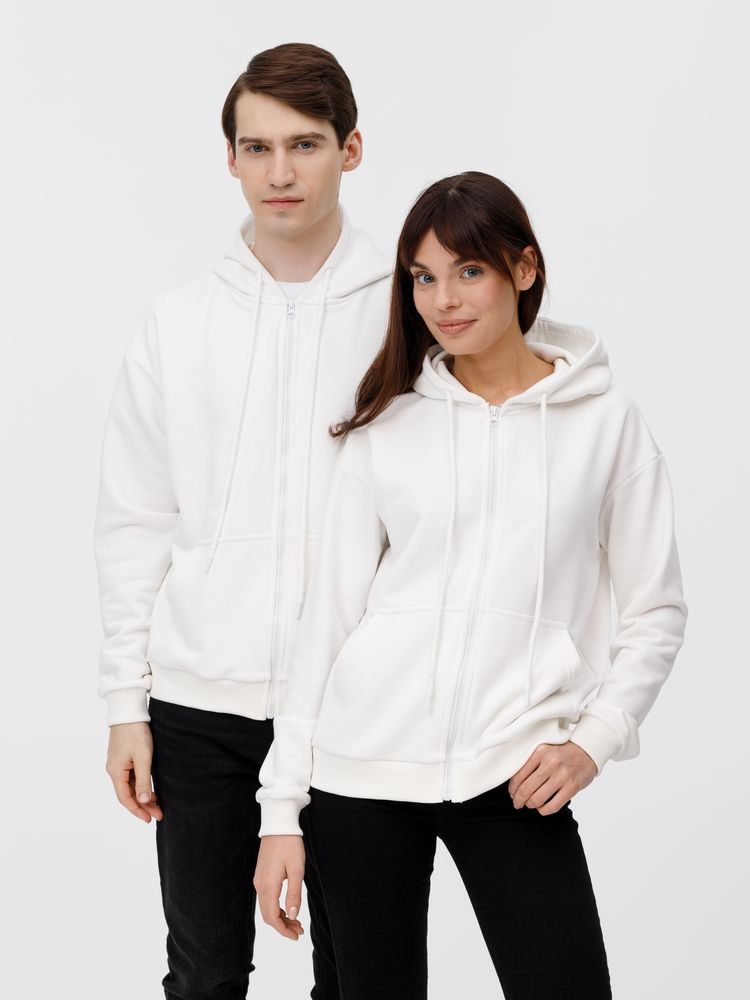 Толстовка унисекс оверсайз на молнии Zippy Terry, белая — изображение 18