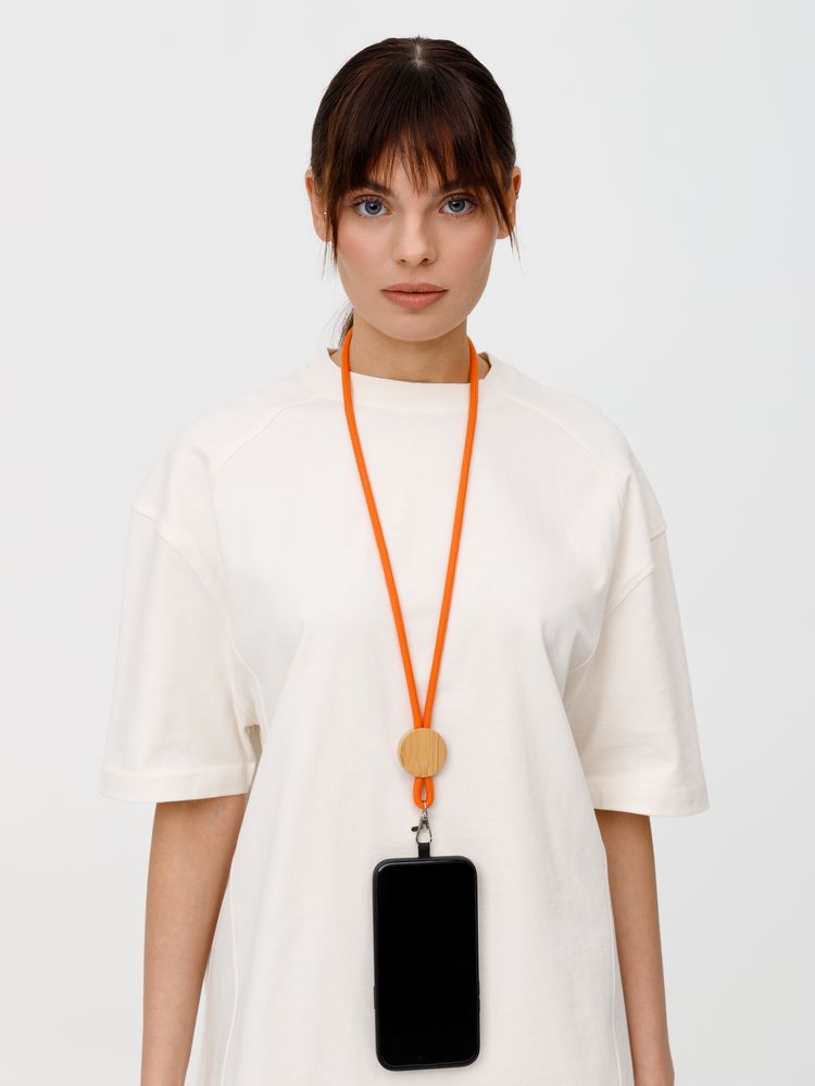 Шнурок для бейджа Tube Wood, оранжевый — изображение 9