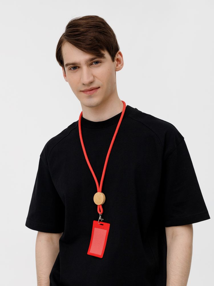 Шнурок для бейджа Tube Wood, красный — изображение 10