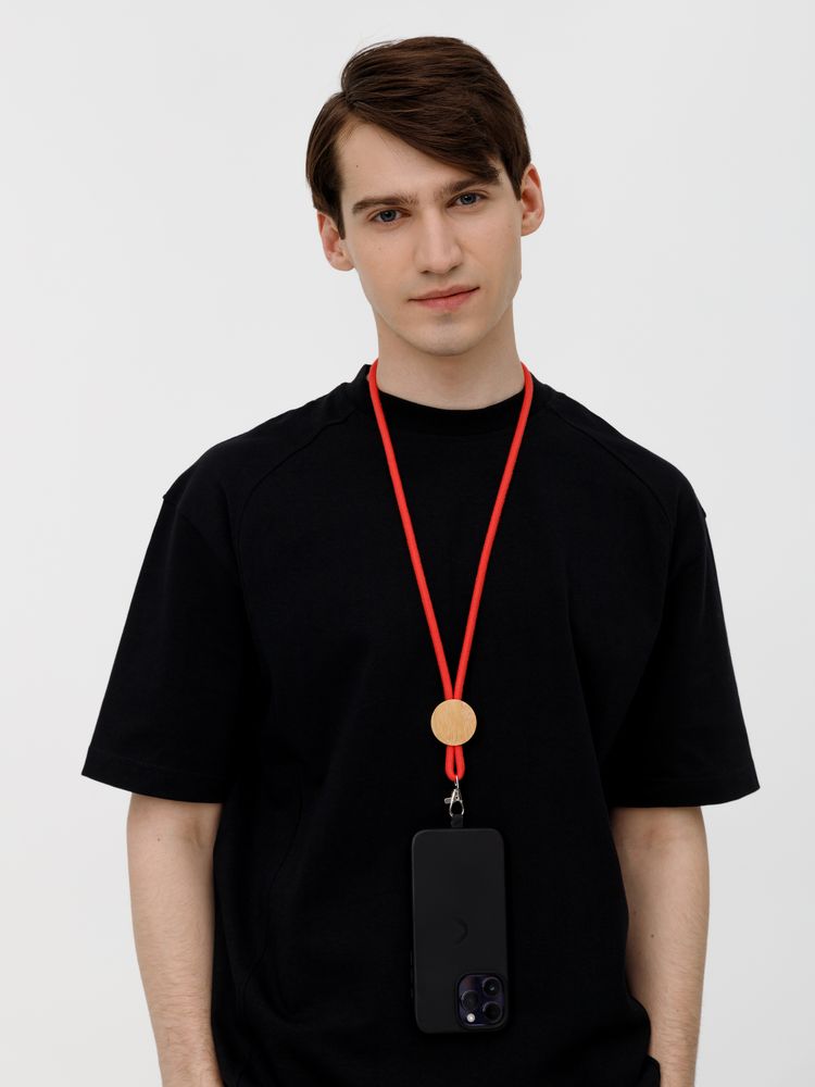 Шнурок для бейджа Tube Wood, красный — изображение 9