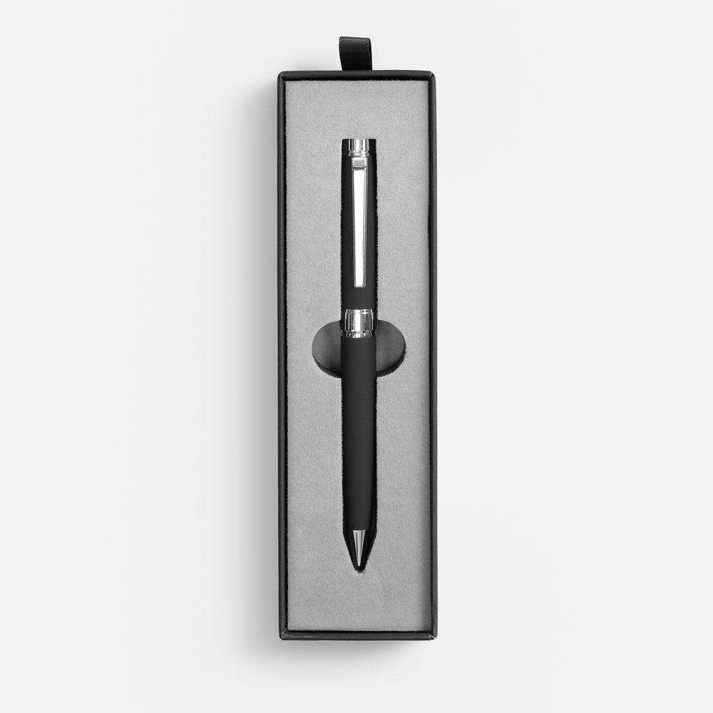 Ручка шариковая Broad Ring Soft Touch в футляре, черная — изображение 3