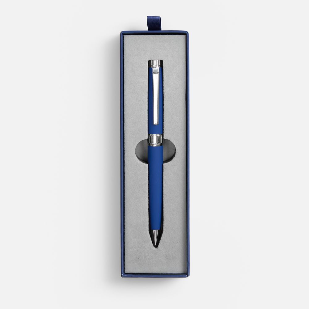 Ручка шариковая Broad Ring Soft Touch в футляре, синяя — изображение 3