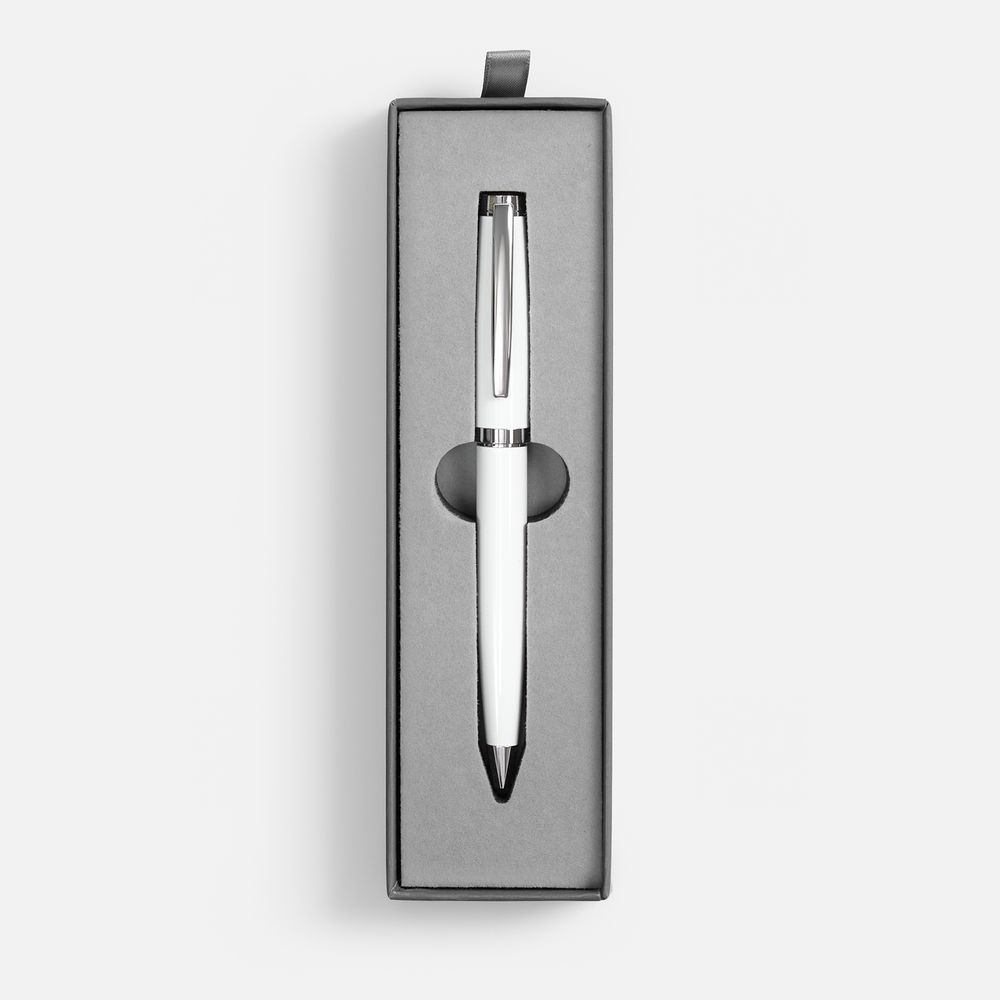 Ручка шариковая Letra Chrome в футляре, белая — изображение 3