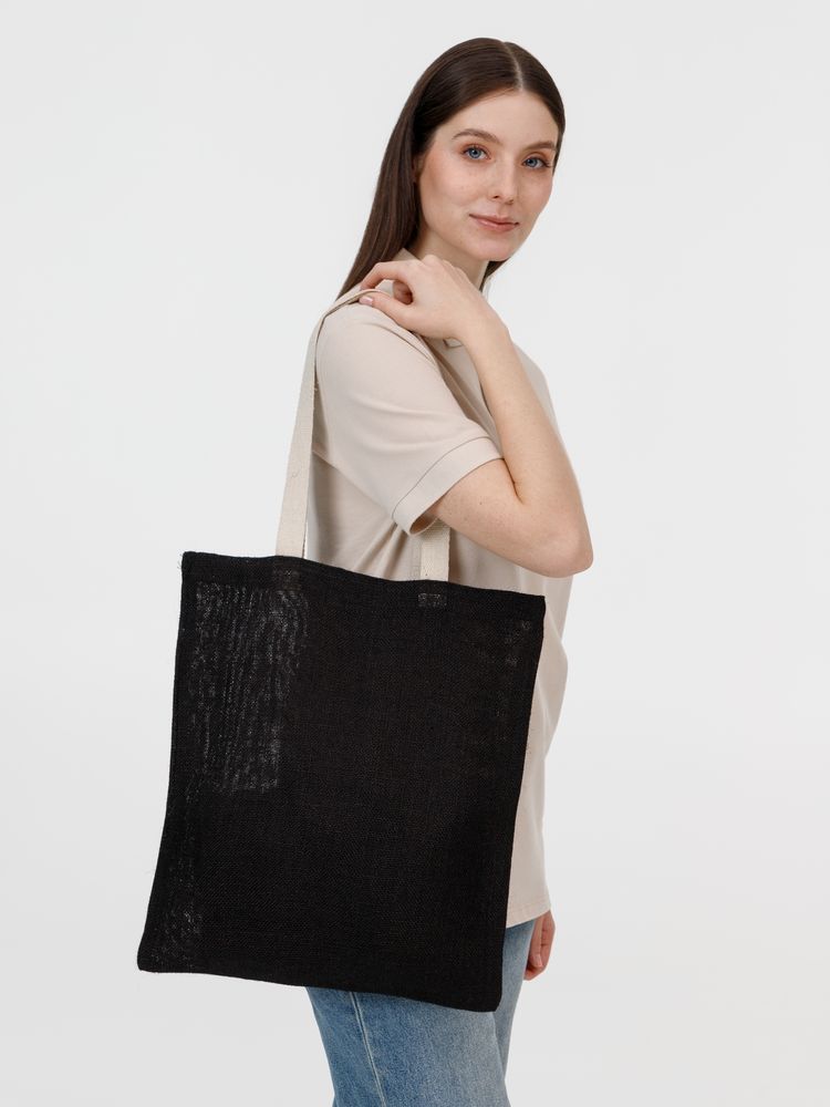 Холщовая сумка на плечо Juhu, черная — изображение 7