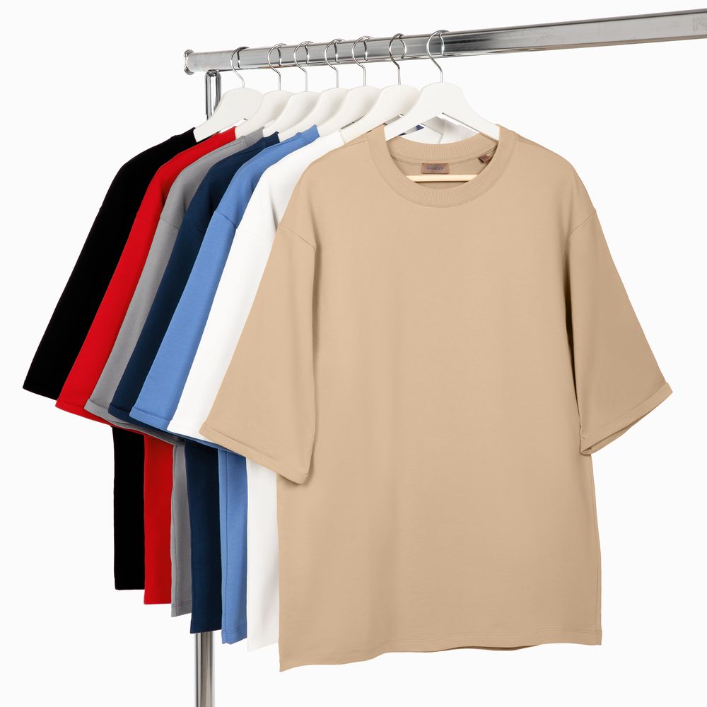 Футболка оверсайз унисекс Kosmos 2.0, бежевая — изображение 4