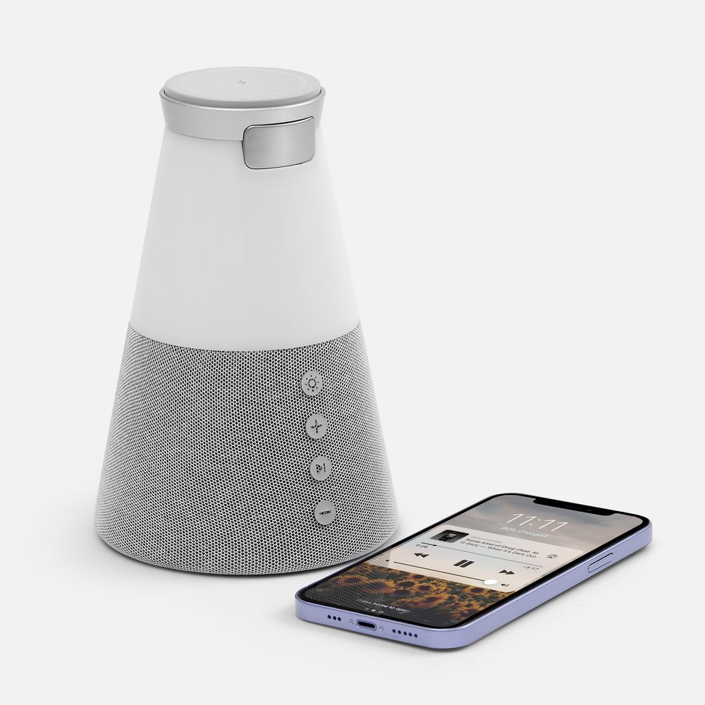 Bluetooth-колонка с беспроводной зарядкой и подсветкой Cone Sonance, серая — изображение 5