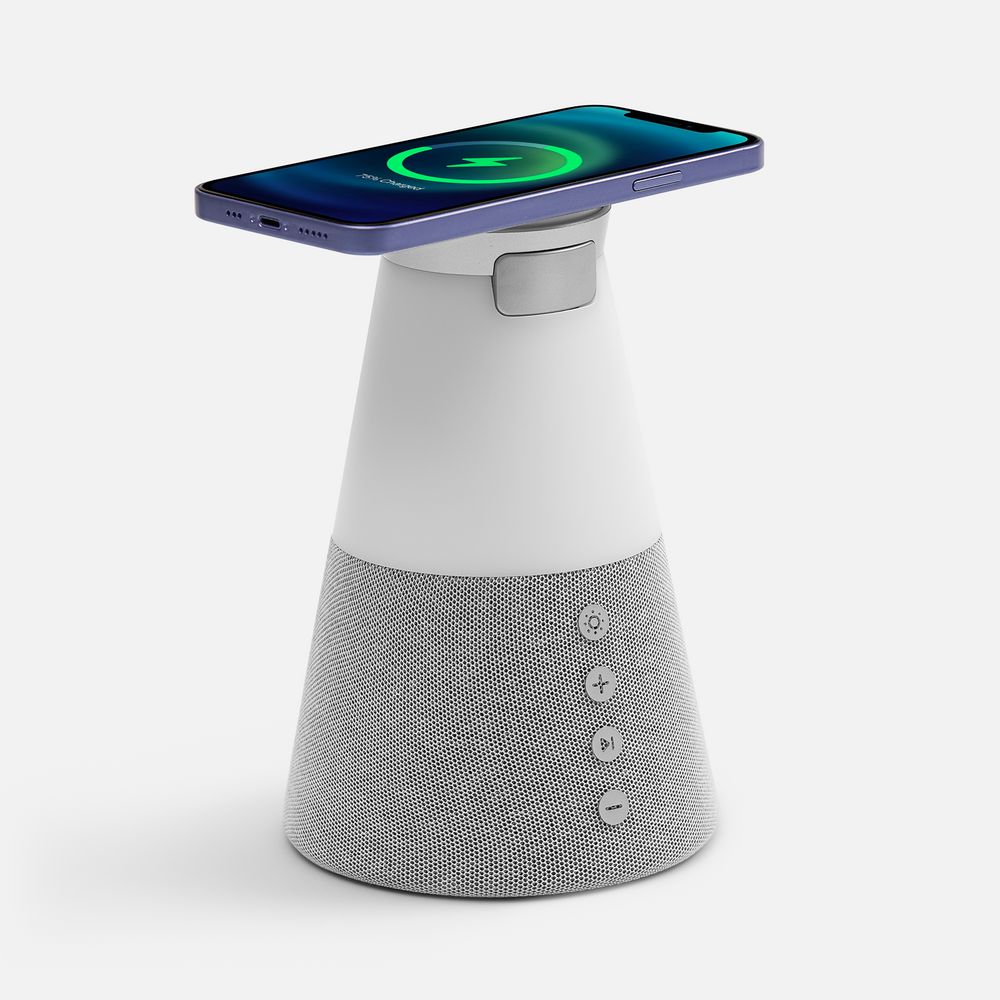 Bluetooth-колонка с беспроводной зарядкой и подсветкой Cone Sonance, серая — изображение 3