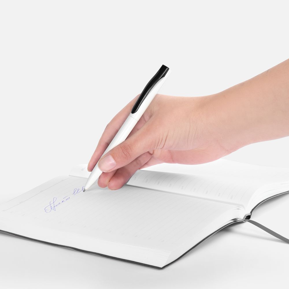 Ручка шариковая Pin, белая с черным — изображение 5