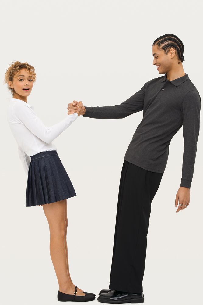 Рубашка поло женская с длинным рукавом Perfect LSL Women, черный меланж — изображение 7