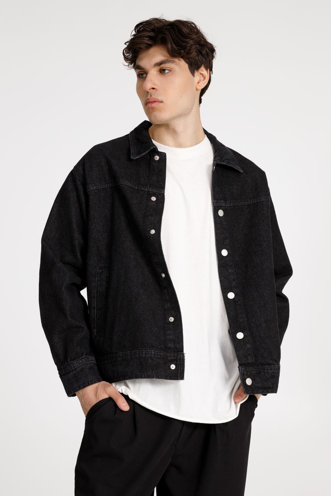 Куртка джинсовая O1, черная — изображение 4