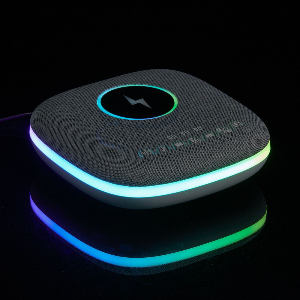 Bluetooth-колонка с беспроводной зарядкой и подсветкой Terrafonic, серая — изображение 15