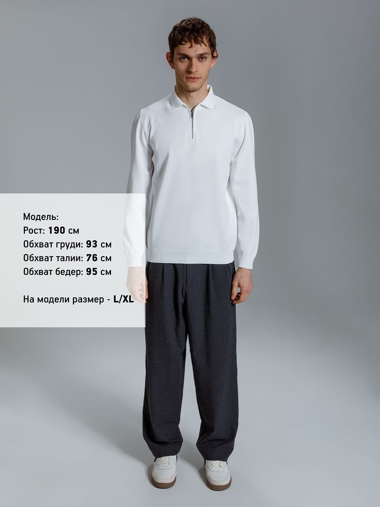 Рубашка поло мужская с длинным рукавом Terrazzo, белая — изображение 5