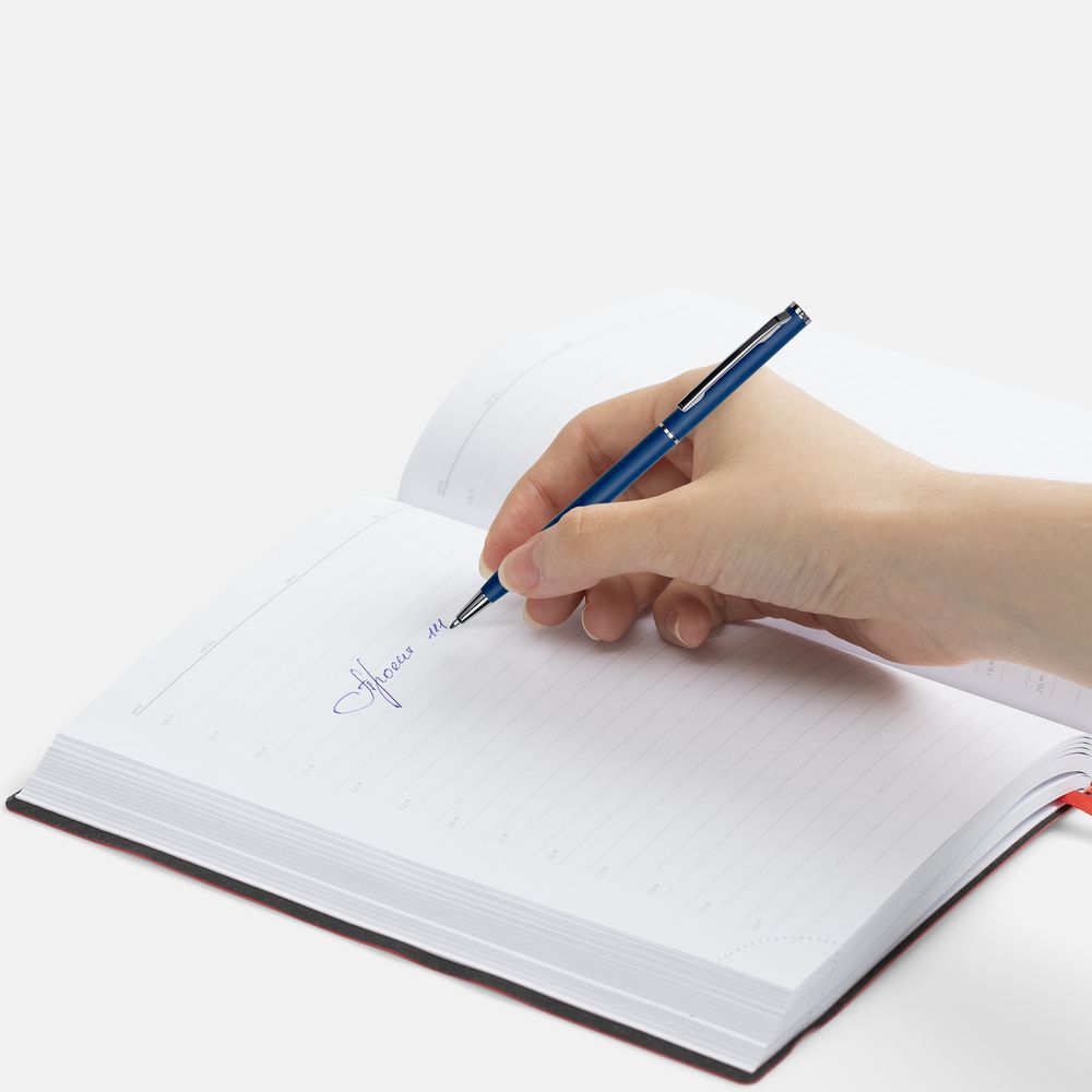 Ручка шариковая Hotel Chrome, ver.2, матовая синяя — изображение 5