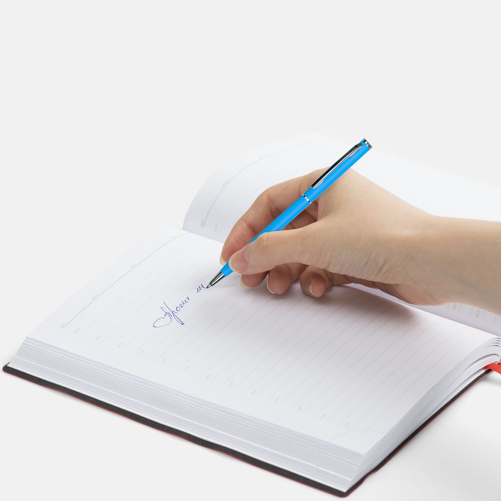 Ручка шариковая Hotel Chrome, ver.2, матовая голубая — изображение 5