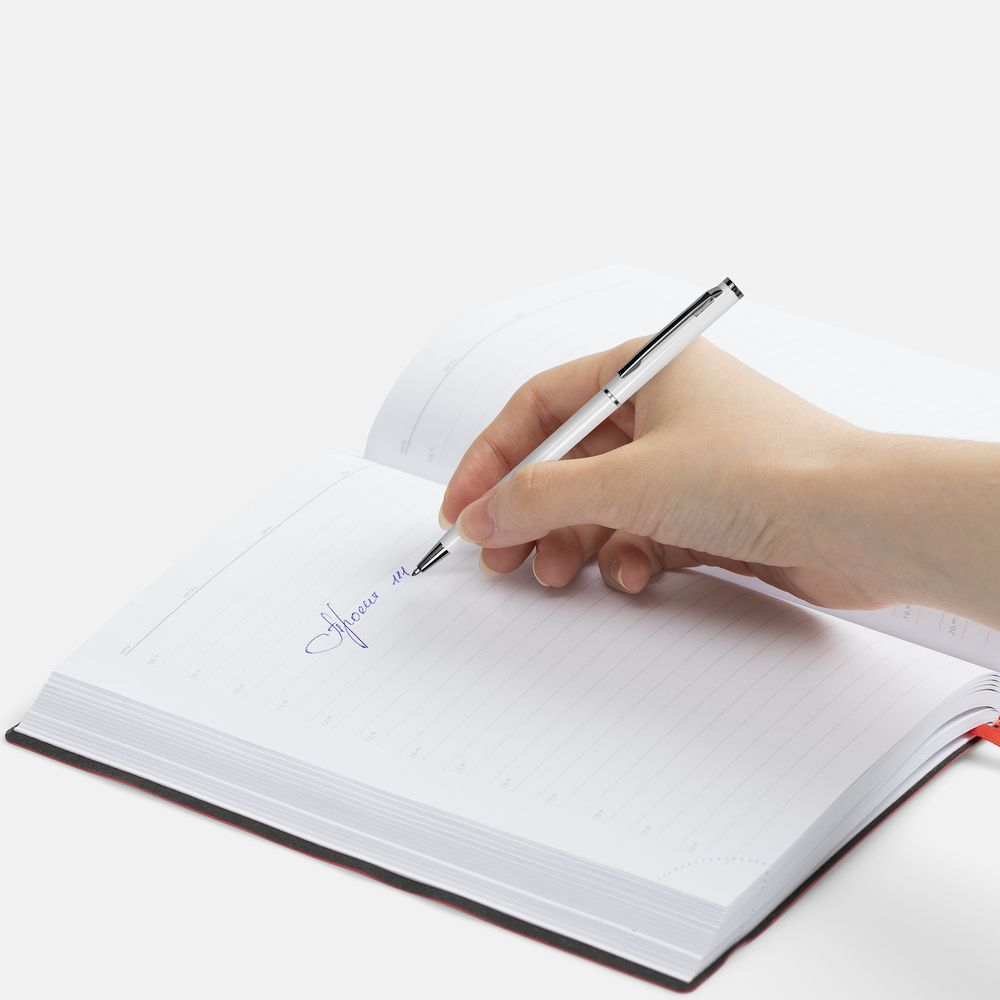 Ручка шариковая Hotel Chrome, ver.2, глянцевая белая — изображение 5