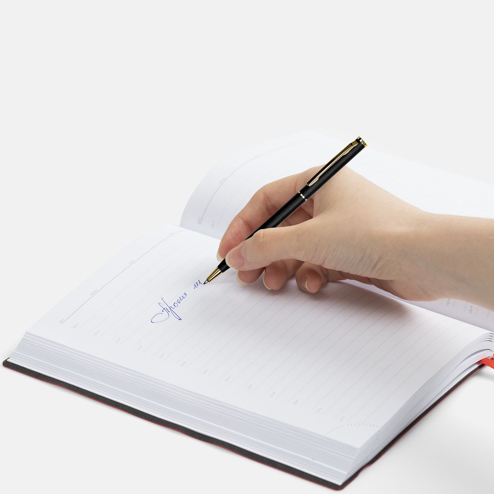 Ручка шариковая Hotel Gold, ver.2, матовая черная — изображение 5