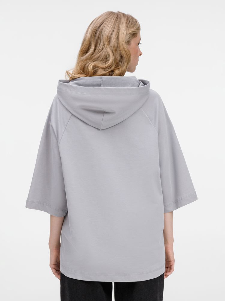 Футболка оверсайз унисекс с капюшоном Neofit, светло-серая — изображение 11