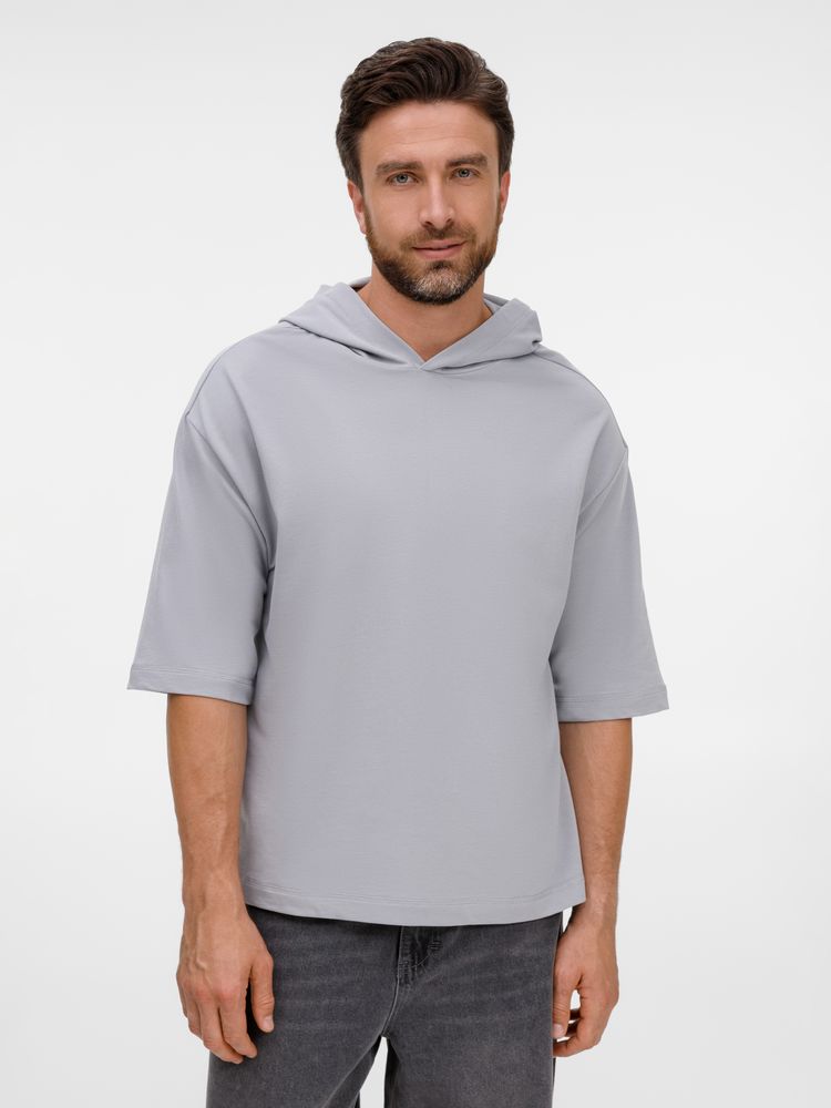 Футболка оверсайз унисекс с капюшоном Neofit, светло-серая — изображение 13