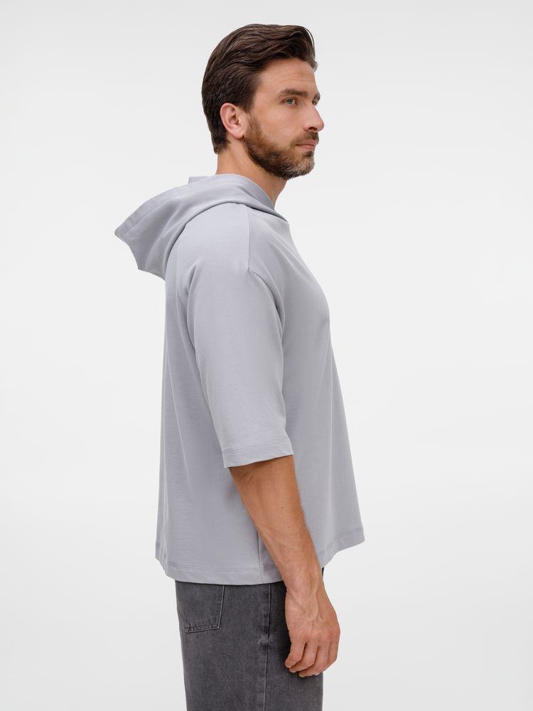 Футболка оверсайз унисекс с капюшоном Neofit, светло-серая — изображение 14