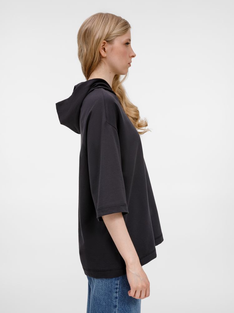 Футболка оверсайз унисекс с капюшоном Neofit, черная — изображение 14