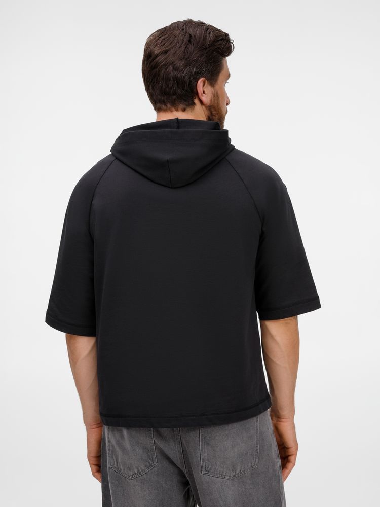 Футболка оверсайз унисекс с капюшоном Neofit, черная — изображение 11