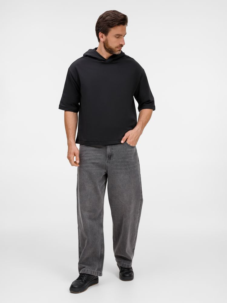 Футболка оверсайз унисекс с капюшоном Neofit, черная — изображение 12