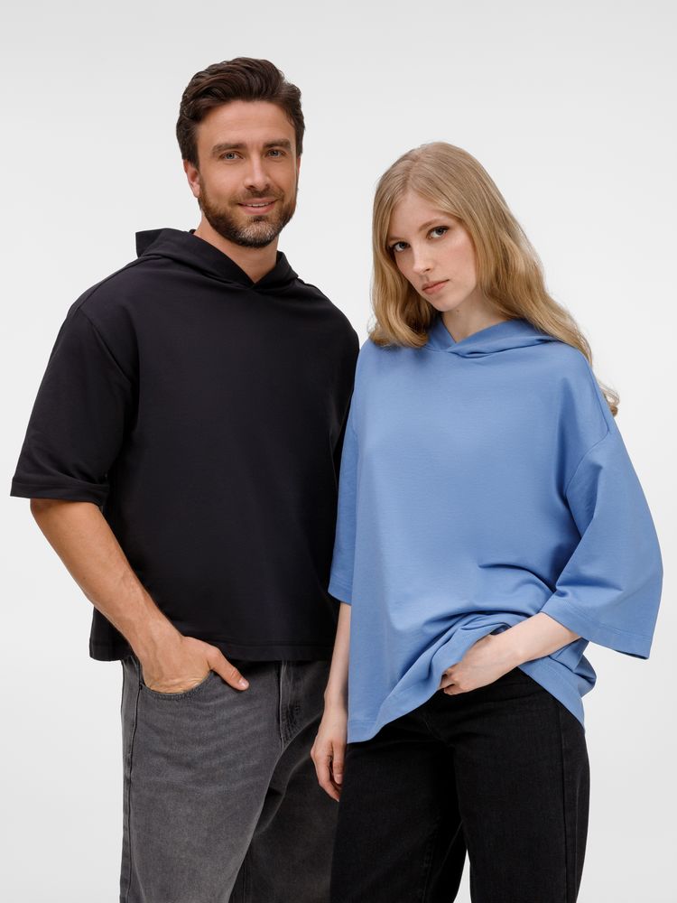 Футболка оверсайз унисекс с капюшоном Neofit, черная — изображение 17