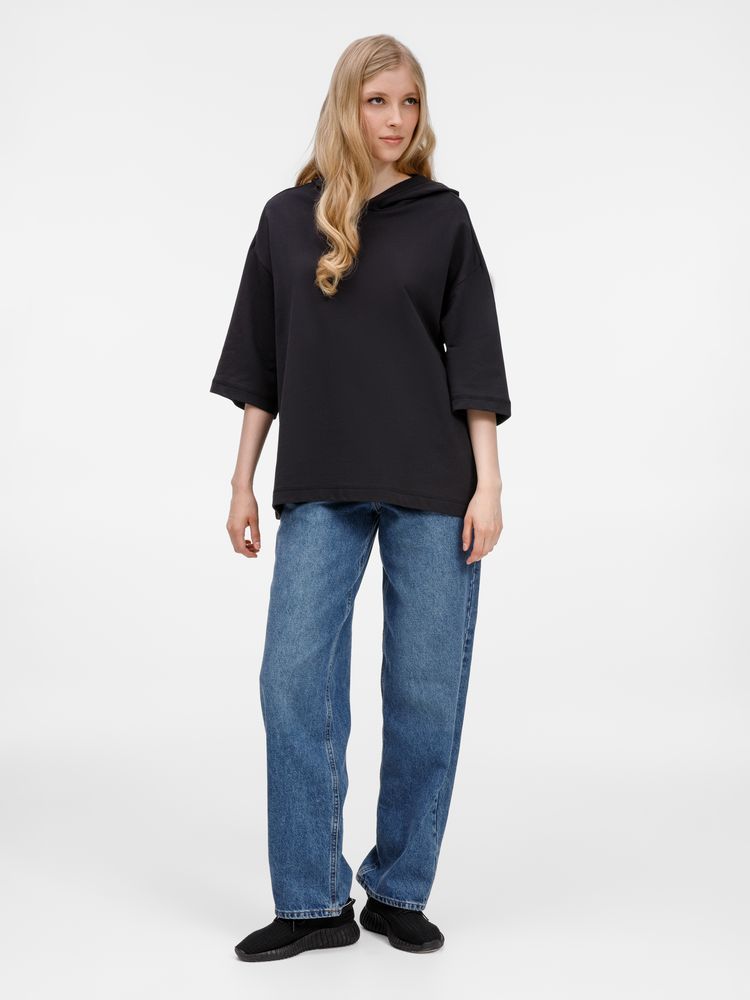 Футболка оверсайз унисекс с капюшоном Neofit, черная — изображение 16