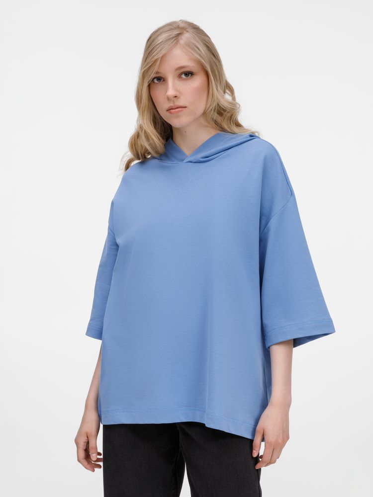 Футболка оверсайз унисекс с капюшоном Neofit, синяя — изображение 13