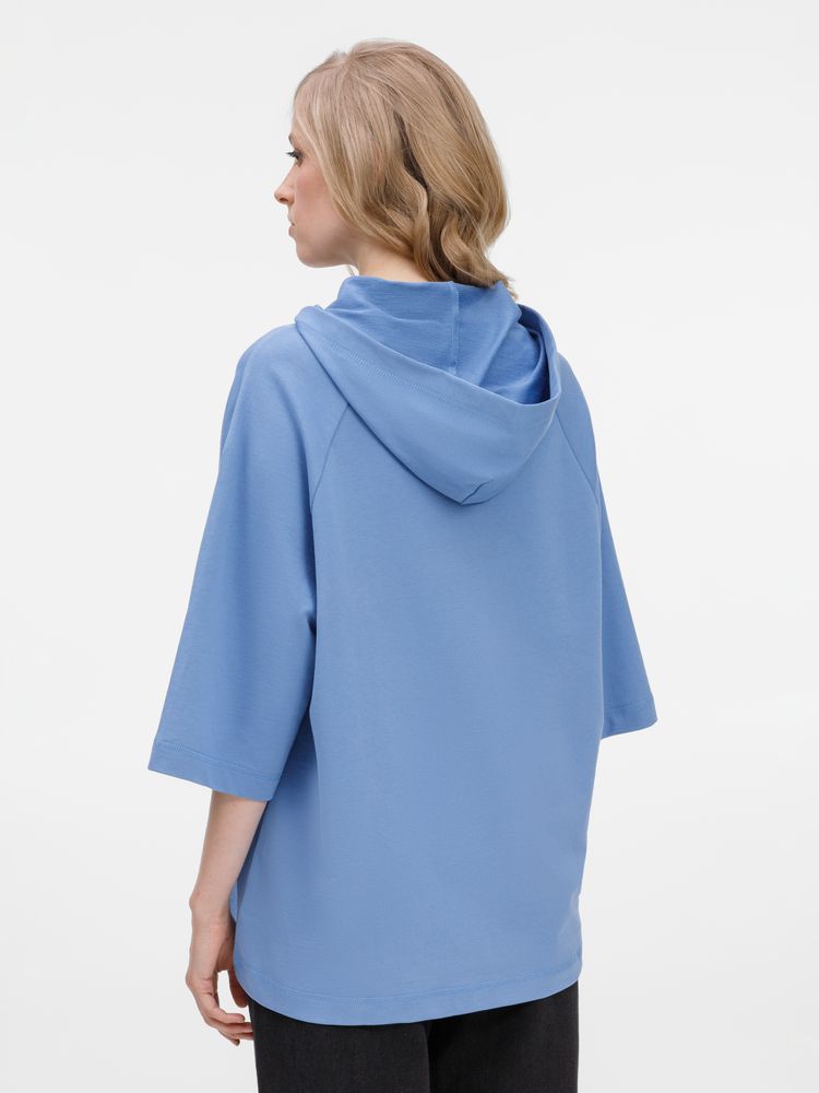 Футболка оверсайз унисекс с капюшоном Neofit, синяя — изображение 15