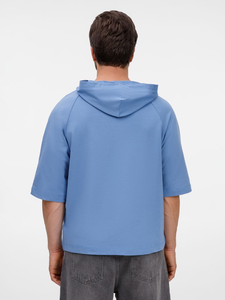 Футболка оверсайз унисекс с капюшоном Neofit, синяя — изображение 11