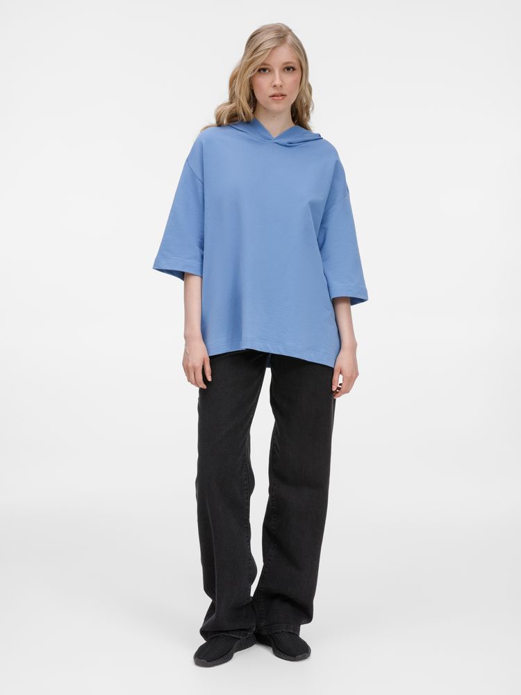 Футболка оверсайз унисекс с капюшоном Neofit, синяя — изображение 16