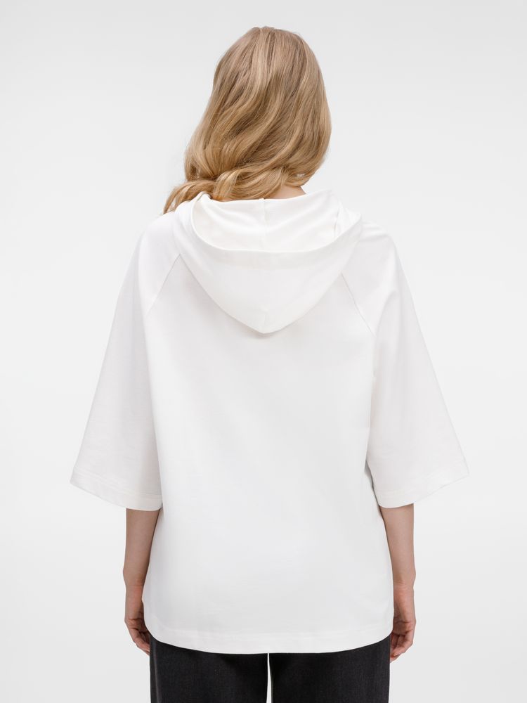 Футболка оверсайз унисекс с капюшоном Neofit, молочно-белая — изображение 11