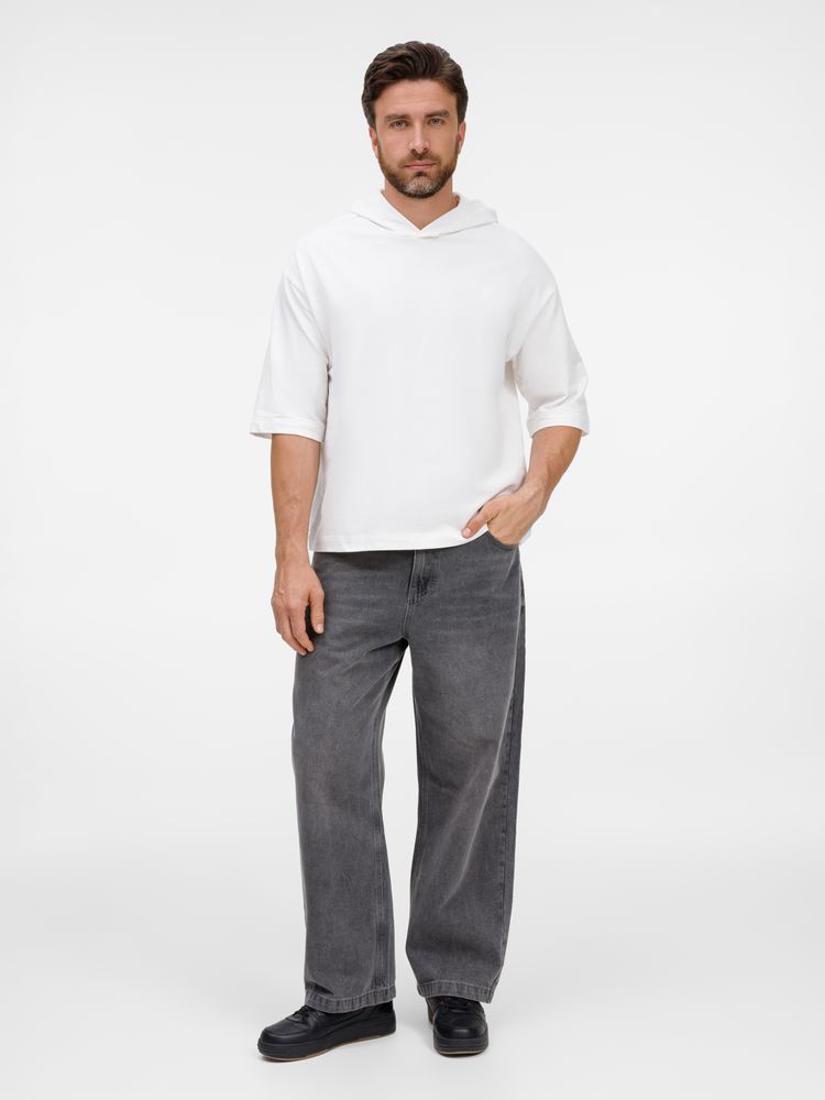 Футболка оверсайз унисекс с капюшоном Neofit, молочно-белая — изображение 15