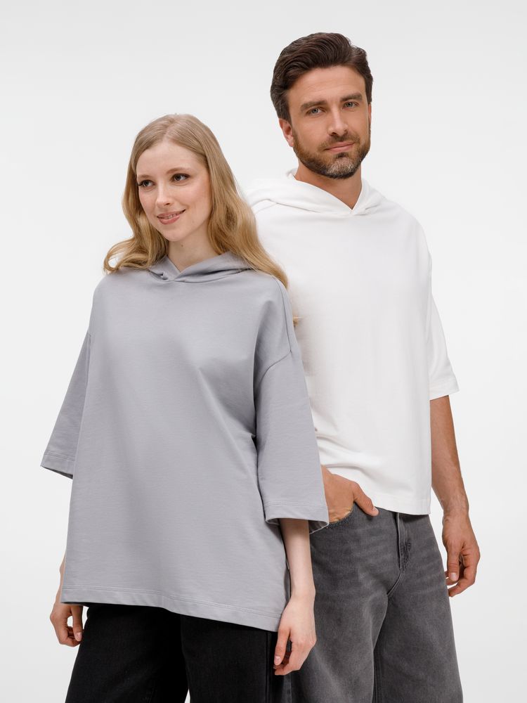 Футболка оверсайз унисекс с капюшоном Neofit, молочно-белая — изображение 16