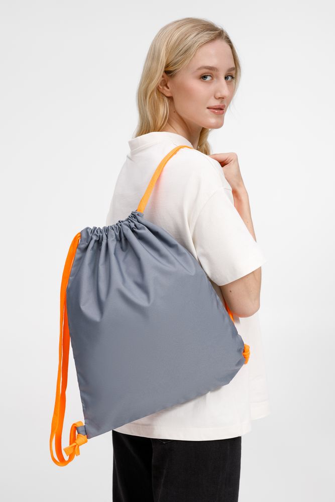 Рюкзак B3, серый с оранжевыми лямками — изображение 6