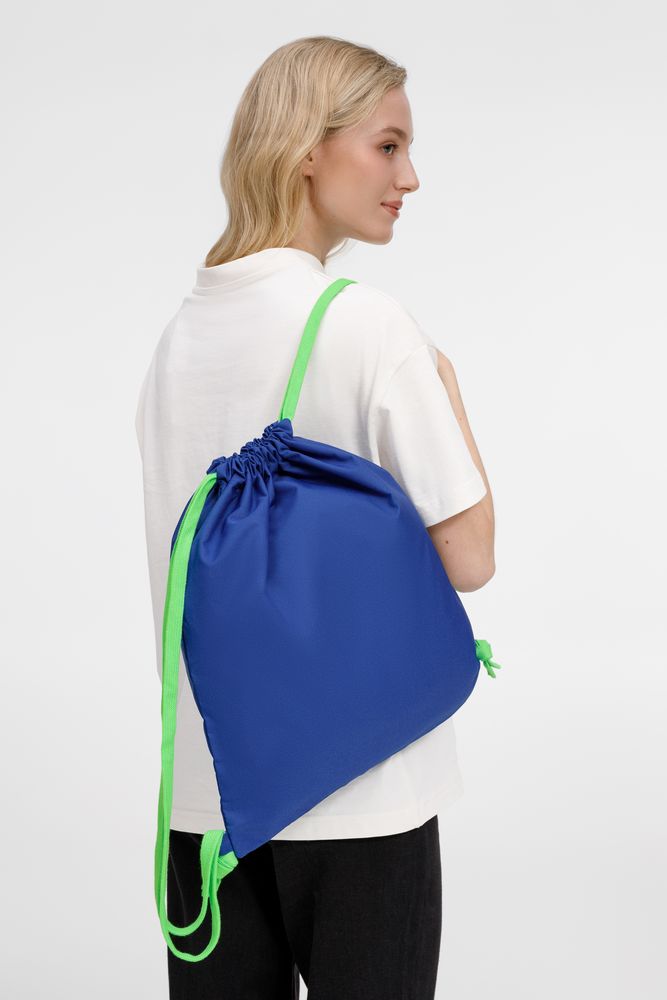 Рюкзак B3, синий с зелеными лямками — изображение 6