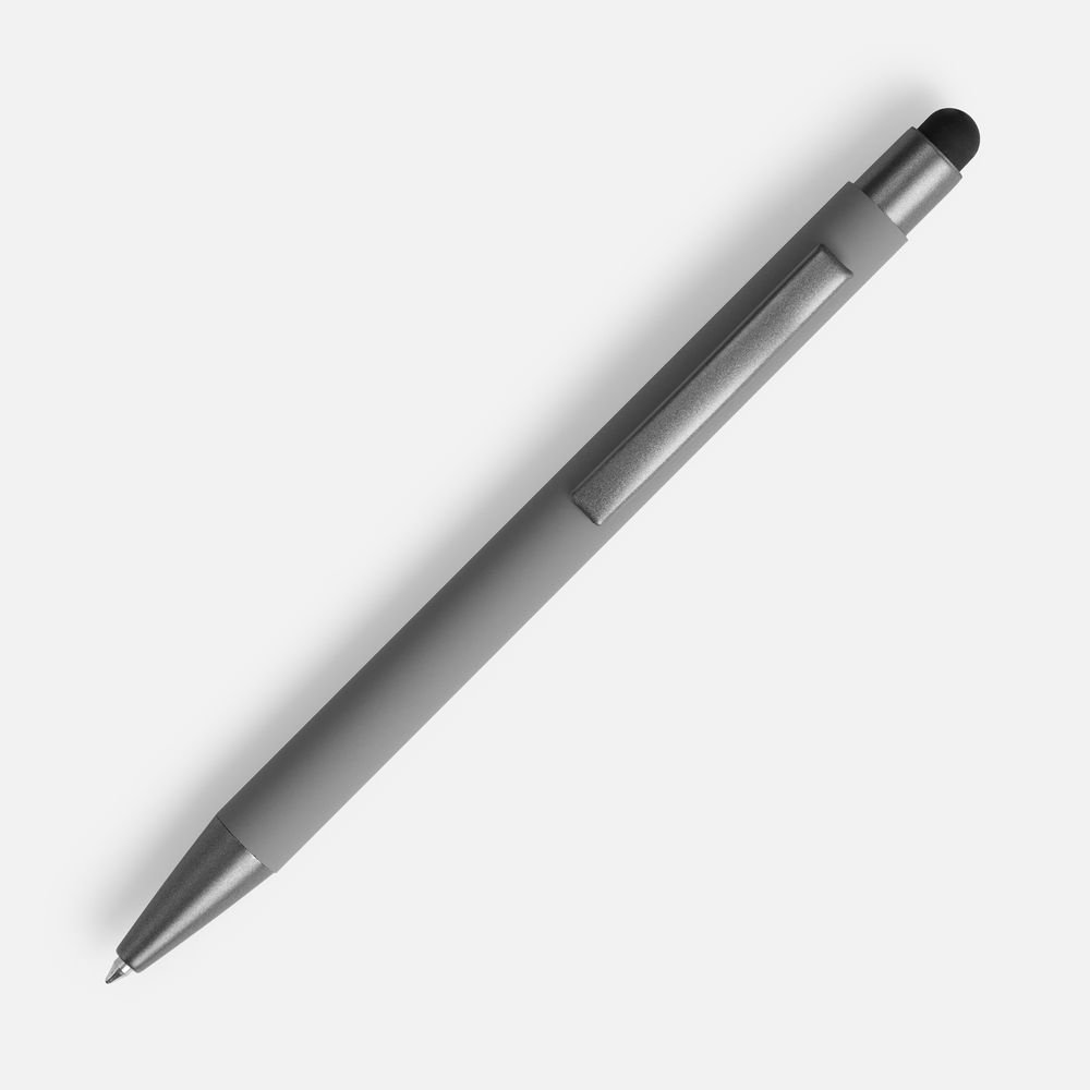 Ручка шариковая Atento Soft Touch со стилусом, серая — изображение 3