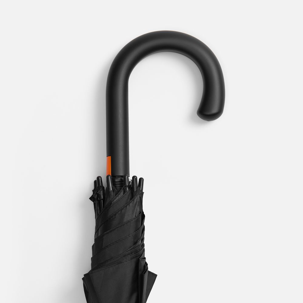 Зонт-трость Hidecolor с цветными спицами, черный с оранжевым — изображение 6