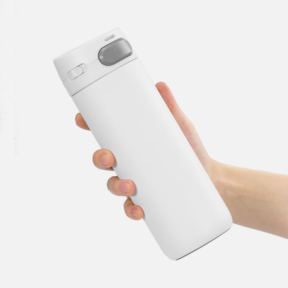 Термостакан X1 с цветной кнопкой, белый с серым — изображение 5