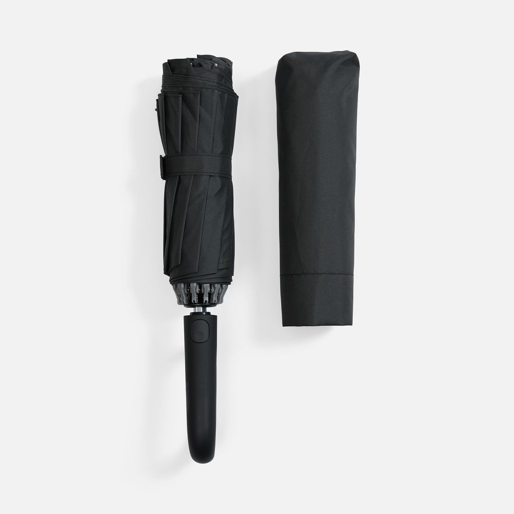 Зонт обратного сложения inLoop с ручкой-карабином, черный — изображение 7