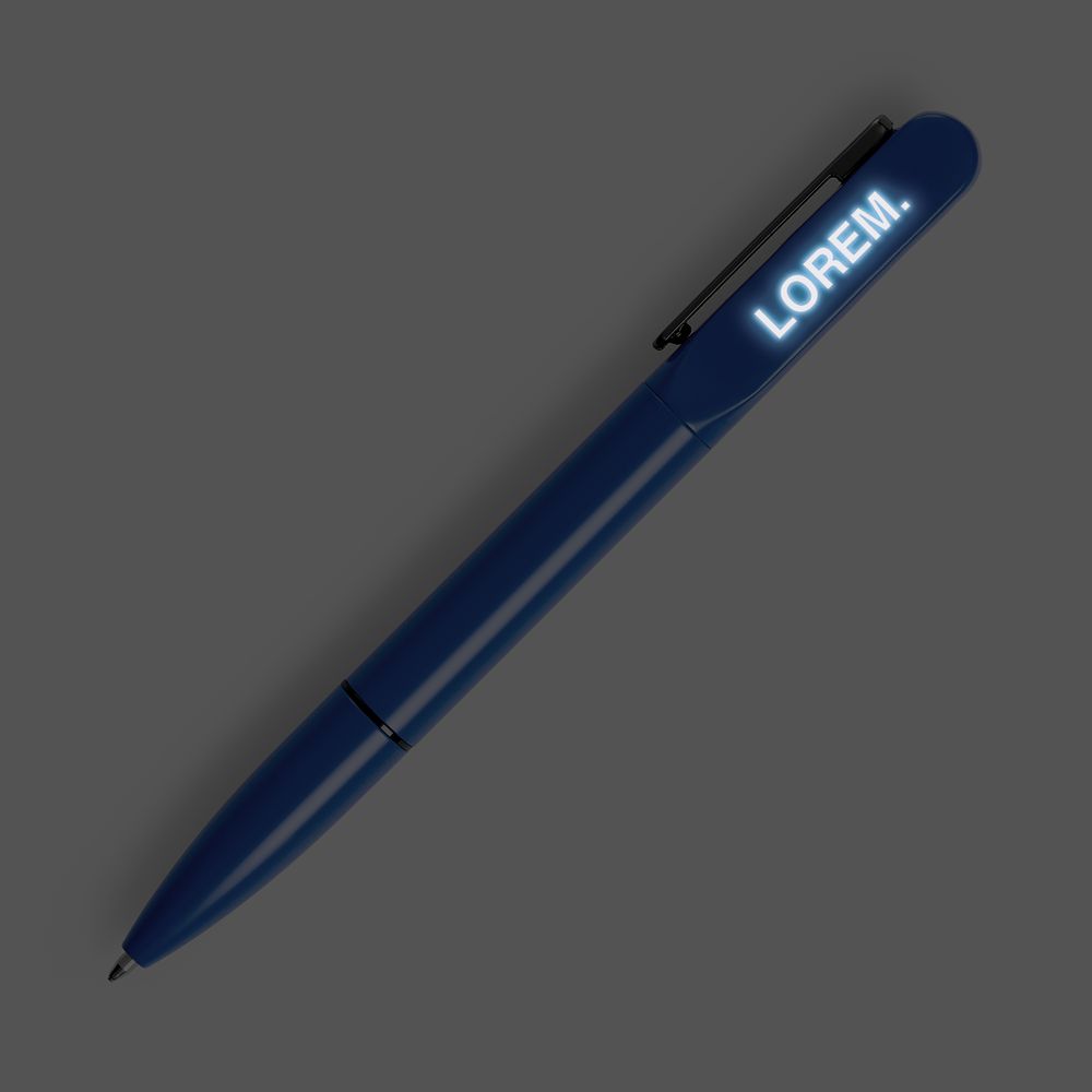 Ручка шариковая Lucenti с подсветкой логотипа, синяя — изображение 3