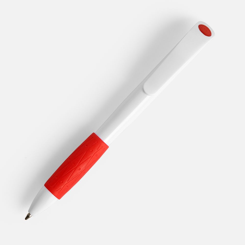 Ручка шариковая Grip, белая с красным — изображение 3