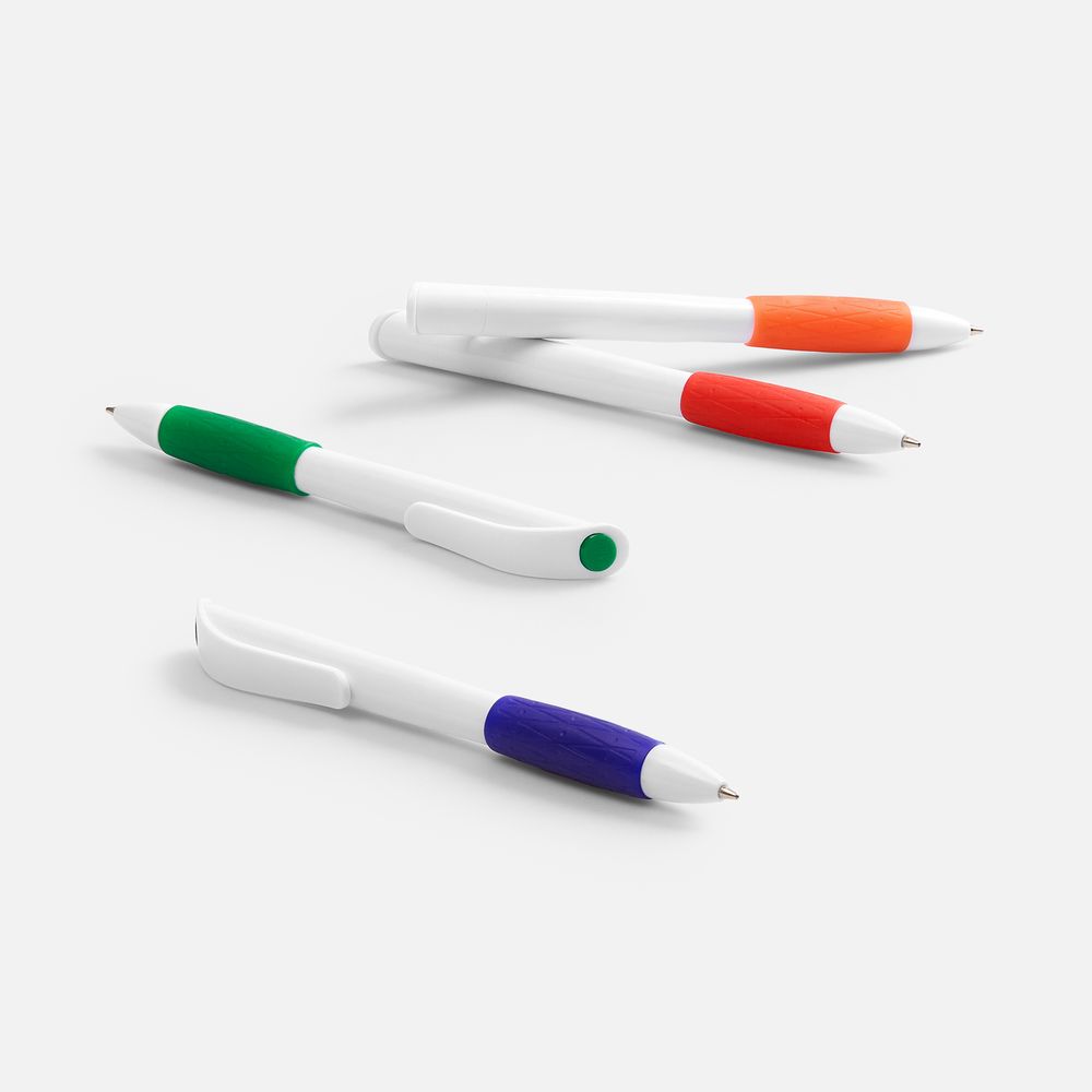 Ручка шариковая Grip, белая (молочная) с синим — изображение 6